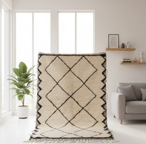 Tapis Beni Ourain authentique 2,53 m x 1.52  m - Véritable tapis marocain noué à la main