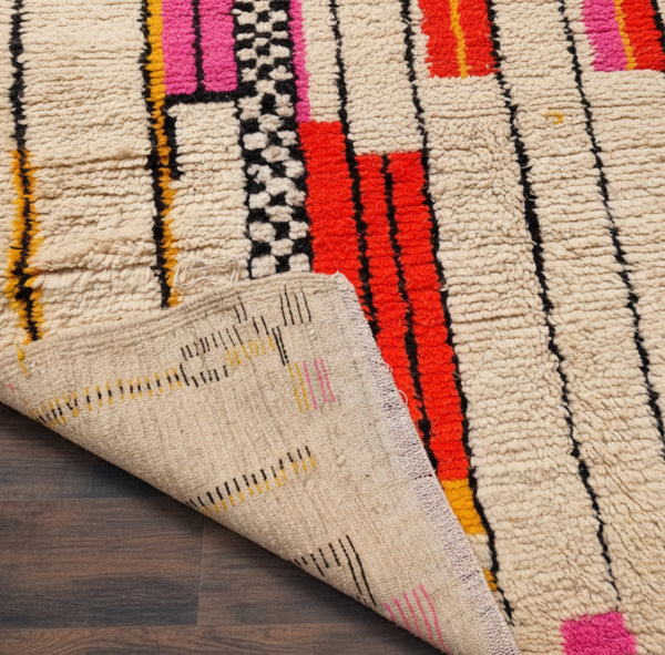 Tapis Azilal "Tazrart" – L'Art Berbère Moderne en Laine Naturelle 2,87 X 1,60 m