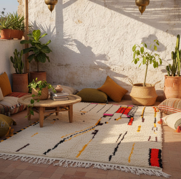 Tapis Azilal "Tazrart" – L'Art Berbère Moderne en Laine Naturelle 2,87 X 1,60 m