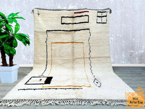 Tapis Beni Ourain authentique 2,4 m x 3,5 m - Véritable tapis marocain noué à la main