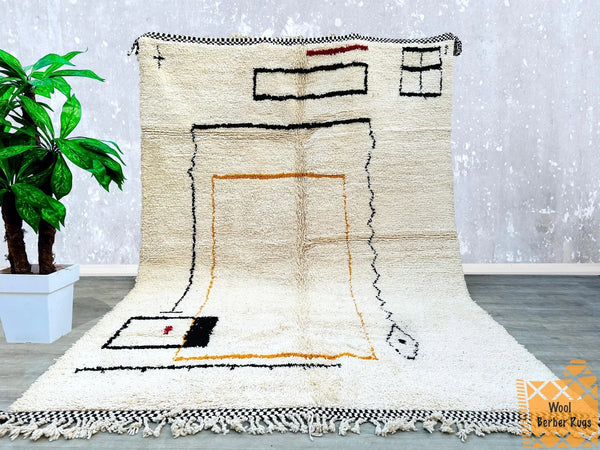 Tapis Beni Ourain authentique 2,4 m x 3,5 m - Véritable tapis marocain noué à la main