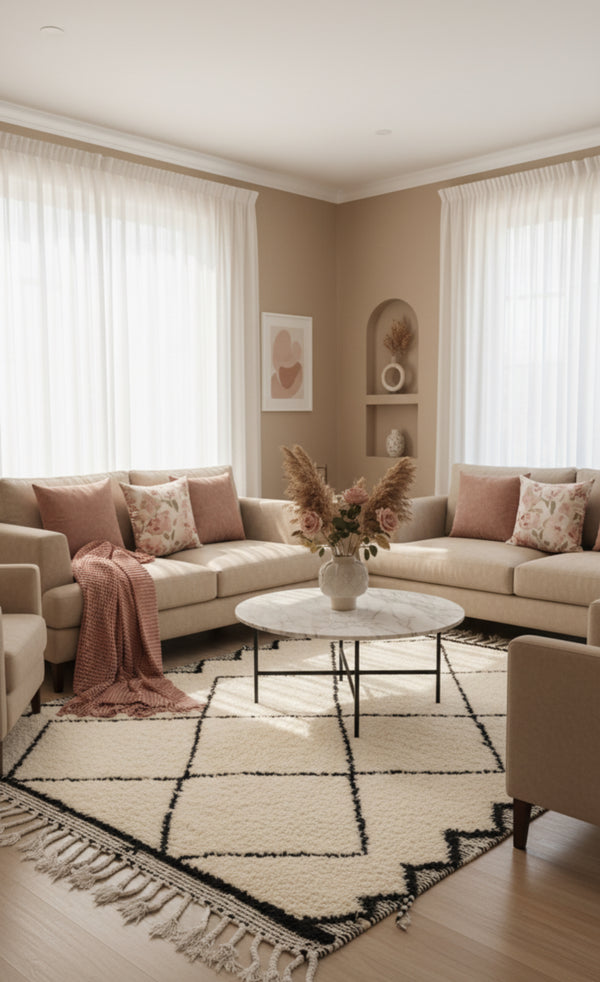 Tapis Beni Ourain authentique 2,53 m x 1.52  m - Véritable tapis marocain noué à la main